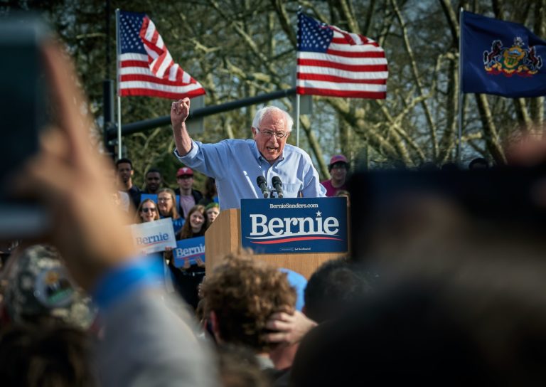 Bernie Sanders at podium