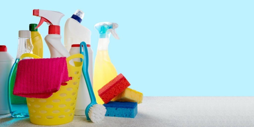 a group of cleaning products